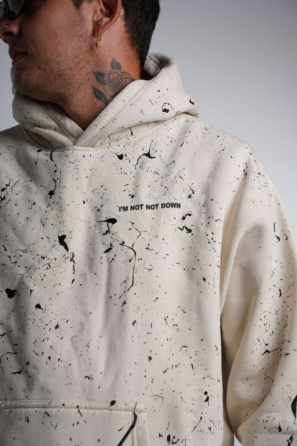Heavy Weight Paint Splatter Beige Hoodie