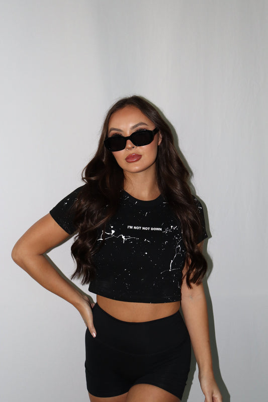 White Paint Splatter Crop Top